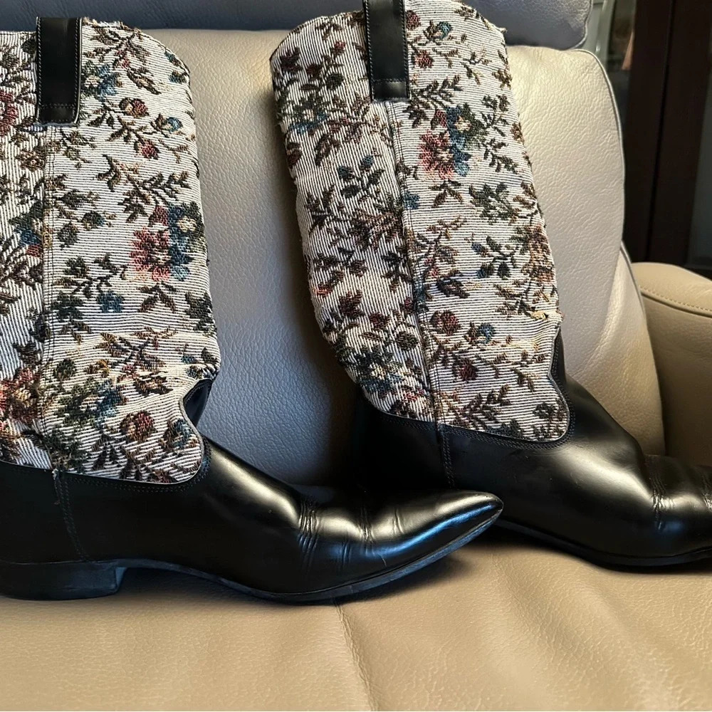 John Fluevog “Swordfish Brand” vintage cowboy boots  with floral knit top 6.5 - Picture 2 of 8
